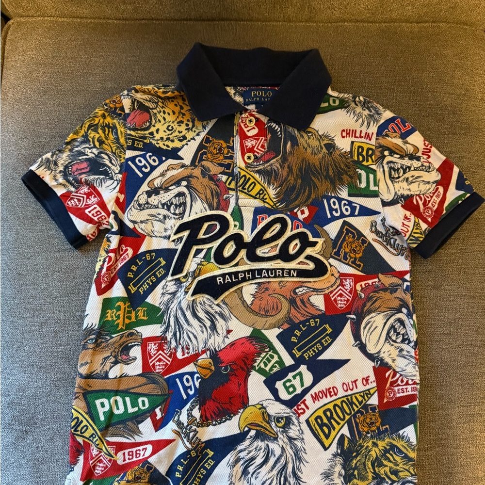 Polo by Ralph Lauren Red and Blue Graphic Polo Shirt